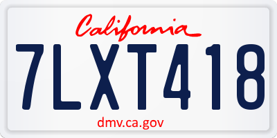 CA license plate 7LXT418