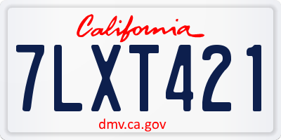CA license plate 7LXT421