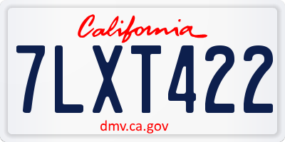CA license plate 7LXT422