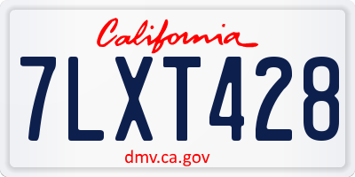 CA license plate 7LXT428