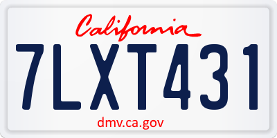 CA license plate 7LXT431