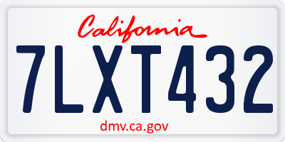 CA license plate 7LXT432