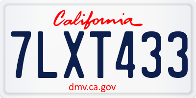CA license plate 7LXT433