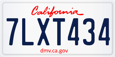 CA license plate 7LXT434