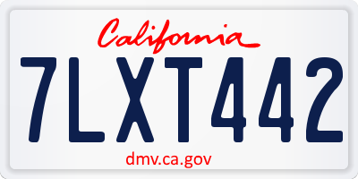 CA license plate 7LXT442