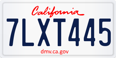 CA license plate 7LXT445