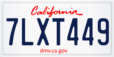 CA license plate 7LXT449
