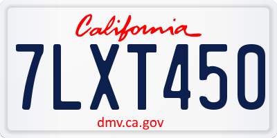 CA license plate 7LXT450