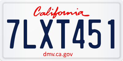 CA license plate 7LXT451