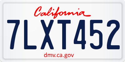 CA license plate 7LXT452