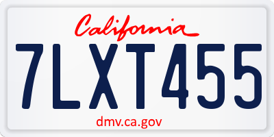 CA license plate 7LXT455
