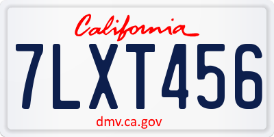 CA license plate 7LXT456