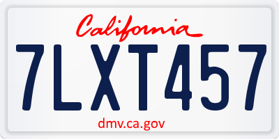 CA license plate 7LXT457