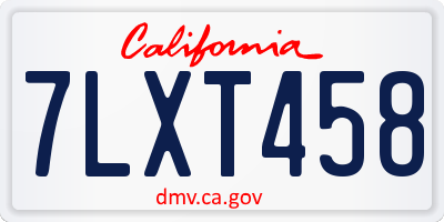 CA license plate 7LXT458