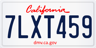 CA license plate 7LXT459