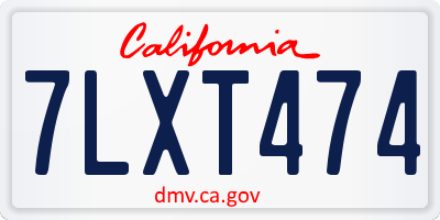 CA license plate 7LXT474
