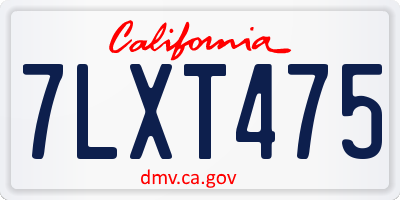 CA license plate 7LXT475