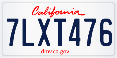 CA license plate 7LXT476