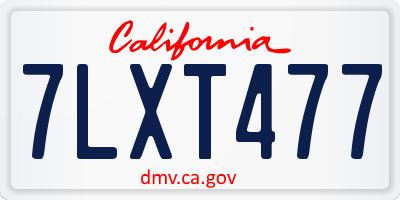 CA license plate 7LXT477