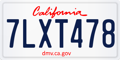 CA license plate 7LXT478