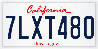 CA license plate 7LXT480