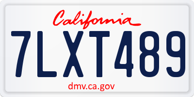 CA license plate 7LXT489