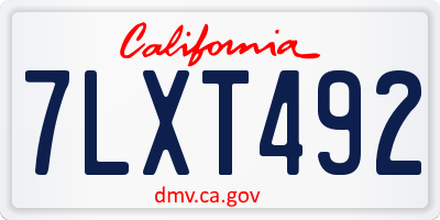 CA license plate 7LXT492