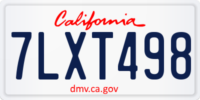 CA license plate 7LXT498