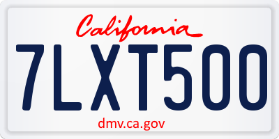 CA license plate 7LXT500