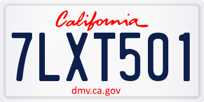 CA license plate 7LXT501