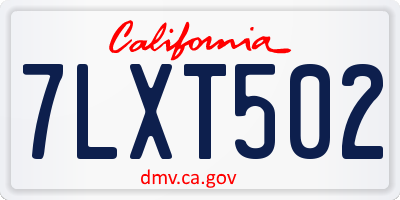 CA license plate 7LXT502