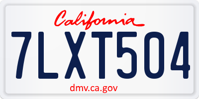 CA license plate 7LXT504