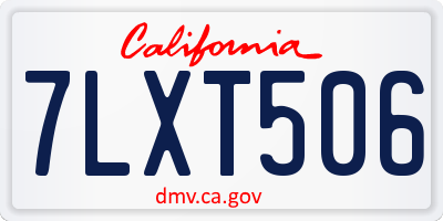 CA license plate 7LXT506