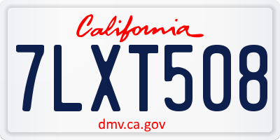 CA license plate 7LXT508