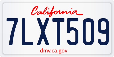 CA license plate 7LXT509