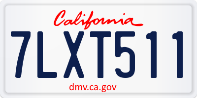 CA license plate 7LXT511