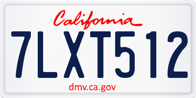 CA license plate 7LXT512