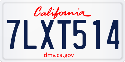 CA license plate 7LXT514