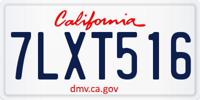 CA license plate 7LXT516