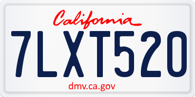 CA license plate 7LXT520