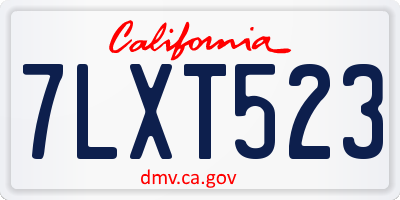 CA license plate 7LXT523
