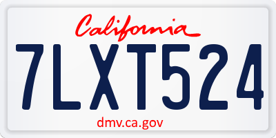 CA license plate 7LXT524