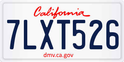 CA license plate 7LXT526
