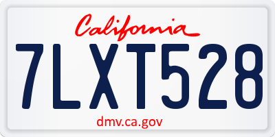 CA license plate 7LXT528