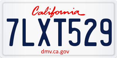 CA license plate 7LXT529