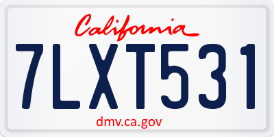 CA license plate 7LXT531