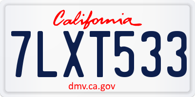 CA license plate 7LXT533