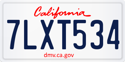 CA license plate 7LXT534
