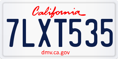 CA license plate 7LXT535