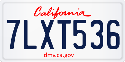 CA license plate 7LXT536